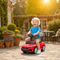 Qaba Mercedes-Benz C-Class Licensed Ride-On Push Car, Baby Stroller Walking Car with Parent Control Handle, Horn, Red(m-9)
