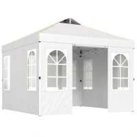 Outsunny 9.6 x 9.6 ft Pop Up Canopy Tent with Sidewalls, One Push Setup, UPF50+ Portable Instant Canopy Shelter, White(m-11)