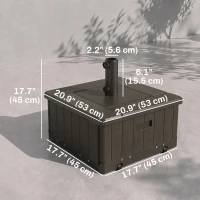 Outsunny 3-in-1 Outdoor Umbrella Base with Wheels and Handles, End Table, Flower Box Planter with Hole, 176 lbs. Capacity, Brown(m-3)