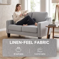HOMCOM Loveseat Sofa, Modern Couch with Pocket Spring, Linen Upholstered, Thick Padded, Light Grey(m-6)