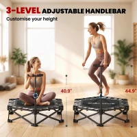 Soozier 42" Foldable Mini Trampoline, Rebounder Trampoline with Adjustable Foam Handle for Indoor Outdoor Workout for Adults(m-5)