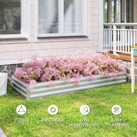 Outsunny 95" x 36" x 12" Galvanized Raised Garden Bed, Easy DIY and Cleaning for Growing Flowers, Herbs, Succulents, Silver(m-6)