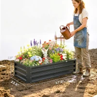 Outsunny Galvanized Raised Garden Bed, 4' x 2' x 1' Metal Planter Box, for Growing Vegetables, Flowers, Herbs, Succulents, Gray(m-3)