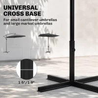 Outsunny Outdoor Universal Cross Brace Stand for Small Offset Umbrella or Large Market Umbrella, Black(m-4)