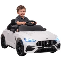 Qaba 12V Electric Car for Kids Licensed Mercedes AMG CLE 53 with Remote, Suspension, Lights, Music for 37-72 Months, White(m-11)