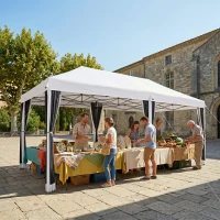Outsunny 10' x 20' Pop Up Canopy Tent with Netting, Heavy Duty Instant Sun Shelter, Large Tents for Parties with Carry Bag for Outdoor, Garden, Patio, Cream White(m-8)