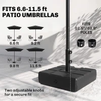 Outsunny Umbrella Stand for 1.5", or 1.9" Umbrella Poles, Fillable Umbrella Base, Black(m-4)