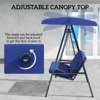 Outsunny 2-Seater Outdoor Porch Swing with Adjustable Canopy, Patio Swing Chair for Garden, Poolside, Backyard, Dark Blue(m-4)