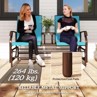 Outsunny Patio Glider Rocking Chair 2 Person Outdoor Loveseat Rocker Garden Furniture Bench, Blue(m-7)