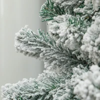 HOMCOM 7ft Snow Flocked Christmas Tree with 1000 Branch Tips, Hinged Design, Artificial Fir Xmas Tree, Green and White(m-9)