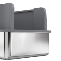 PawHut Stainless Steel Sifting Litter Box for Pine Pellet, High Sided, Anti-Leakage, Less Tracking, Includes Scoop & 10 Pads(m-12)