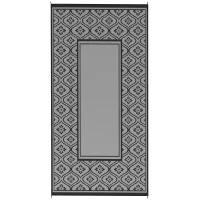 Outsunny Reversible Outdoor Rug, Waterproof Plastic Straw with Carry Bag, 9' x 18', Black & Gray Gourd Border(m-1)