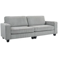 HOMCOM Three Seater Sofa, Fabric 3 Seater Couch with Spring Cushion and Cup Holders for Living Room, Bedroom, Light Grey(m-9)
