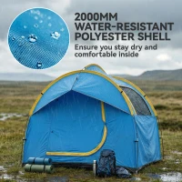 Outsunny 3000mm Waterproof SUV Tent, Car Tent with 3 Doors and Mesh Window, for 5-6 Person Camping Travel, Blue and Orange(m-6)
