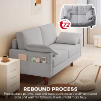 HOMCOM 3 Seater Sofa, Velvet Upholstered Couch with Spring Cushions, Rubber Wood Legs and 2 Pillows, Grey(m-6)