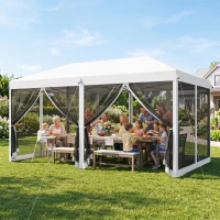 Outsunny 10' x 20' Pop Up Canopy Tent with Netting, Heavy Duty Instant Sun Shelter, Large Tents for Parties with Carry Bag for Outdoor, Garden, Patio, Cream White(m-10)