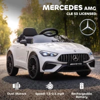 Qaba 12V Electric Car for Kids Licensed Mercedes AMG CLE 53 with Remote, Suspension, Lights, Music for 37-72 Months, White(m-4)