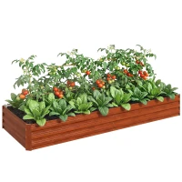 Outsunny 95" x 36" x 12" Galvanized Raised Garden Bed, Easy DIY and Cleaning for Growing Flowers, Herbs, Succulents, Natural Wood(m-11)