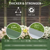 Outsunny Galvanized Raised Garden Beds, Outdoor Planter Box, Set of 2, for Flowers, Herbs and Vegetables, Green(m-6)