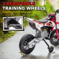 Qaba 12V Kids Dirt Bike, Electric Motorcycle with Twist Grip Throttle, Training Wheels, Rear Suspension & Music, Red(m-5)