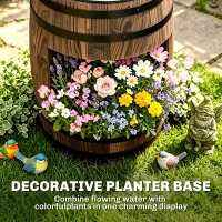 Outsunny 23" H Outdoor Water Fountain Wood and Plastic Rustic Apple Barrel Pump Garden Decor for Outside Backyard(m-5)