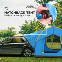 Outsunny 3000mm Waterproof SUV Tent, Car Tent with 3 Doors and Mesh Window, for 5-6 Person Camping Travel, Blue and Orange(m-4)