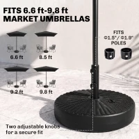 Outsunny Umbrella Stand for 1.5" or 2" Umbrella Poles, Round Fillable Umbrella Base for Outdoor, Lawn, Deck, Black(m-4)