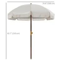 Outsunny 6.2' Beach Umbrella for Travel, Ruffles, Carry Bag, Portable Outdoor Umbrella for Garden, Light Grey(m-3)