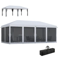 Outsunny 10' x 20' Pop Up Canopy Tent with Netting, Heavy Duty Instant Sun Shelter, Large Tents for Parties with Carry Bag for Outdoor, Garden, Patio, Cream White(m-11)