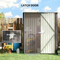 Outsunny 5' x 3' Outdoor Storage Shed, Steel Garden Shed with Single Lockable Door, Tool Storage Shed for Backyard, Light Grey(m-6)