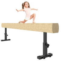 Soozier 7.5ft Adjustable Balance Beam, Gymnastics Beam with Wheels, Gymnastics Equipment for 6+ Years Old Training, Practice, and Professional Home Training, Brown(m-11)