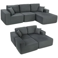 HOMCOM 2-in-1 Modular Sectional Sofa, Boneless L Shaped Couch Sofa Bed, Dark Grey(m-9)
