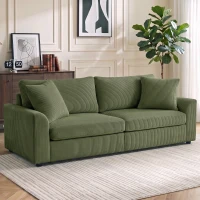 HOMCOM 3 Seater Sofa, 83.5" Modern Upholstered Couch with Pocket Spring and 2 Scatter Cushions for Living Room, Green(m-1)