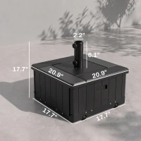 Outsunny 3-in-1 Outdoor Umbrella Base with Wheels and Handles, End Table, Flower Box Planter with Hole, 175 lbs. Capacity, Black(m-3)