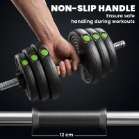 Soozier 66LBS 2-in-1 Adjustable Barbell & Dumbbells Set, Weights Set with Non-slip Handles for Men and Women Home Gym Training(m-6)