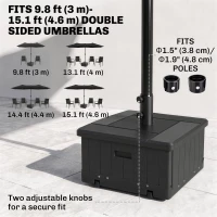 Outsunny 3-in-1 Outdoor Umbrella Base with Wheels and Handles, End Table, Flower Box Planter with Hole, 176 lbs. Capacity, Black(m-5)