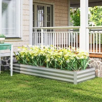 Outsunny 95" x 36" x 12" Galvanized Raised Garden Bed, Easy DIY and Cleaning for Growing Flowers, Herbs, Succulents, Silver(m-8)