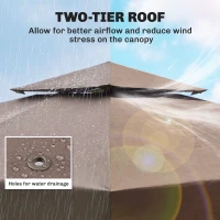 Outsunny 10' x 10' Square 2-Tier Gazebo Canopy Replacement Top Outdoor Garden Sun Shade Cover, Replacement Top Only, Coffee(m-4)
