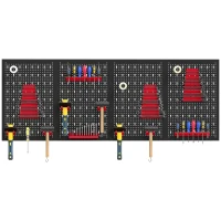 HOMCOM 38 Piece Metal Peg Board with Accessories, Shelf Tool Organizer, Black and Red(m-2)