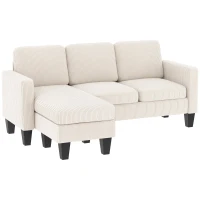 HOMCOM Sectional Sofa, L Shaped Couch, with Changeable Chaise or Ottoman, Cream White(m-9)