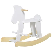Qaba Wooden Rocking Horse Toddler Baby Ride-on Toys for Kids 1-3 Years with Classic Design & Solid Workmanship, White(m-11)