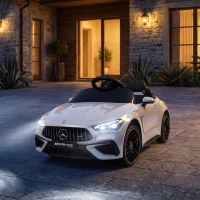 Qaba 12V Electric Car for Kids Licensed Mercedes AMG CLE 53 with Remote, Suspension, Lights, Music for 37-72 Months, White(m-9)