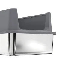 PawHut 2 Pack XL Stainless Steel Litter Box with Scoops, High Sided, for Big and Multiple Cats, Anti-Urine Leakage(m-12)