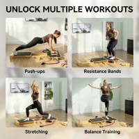 Soozier Foldable Pilates Reformer Machine, Multifunctional Pilates Board with Resistance Bands and Multi-Grips for Home Gym(m-4)