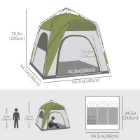 Outsunny Instant Automatic Camping Dome Tent Portable with 4 Doors and 4 Windows for 3 Person, Green(m-3)