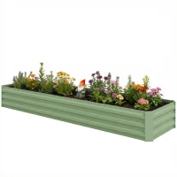 Outsunny 8'x2'x1' Galvanized Raised Bed, Large Elevated Planter Box for Growing Flowers, Herbs and Vegetables, Light Green(m-2)