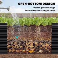 Outsunny 8 x 2.6 x 1.5ft Galvanized Raised Garden Bed, Reinforced Outdoor Planter Box with Open Bottom, Black(m-6)
