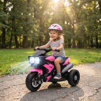 Aosom 6V Kids Motorcycle, Battery-Operated Mini Electric Motorbike with Forward/Reverse Switch, Horn, Pink(m-8)