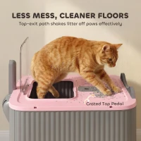 PawHut Cat Litter Box with Lid, Enclosed Litter Box for Medium Cats, Front-Entry and Top-Exit, Scoop, Deodorizer Bag, Pink(m-4)