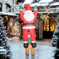 Outsunny 7FT Hanging Christmas Inflatable Santa with Dog, Christmas Blow Up Decoration with Built-in LED Lights for Garden(m-10)